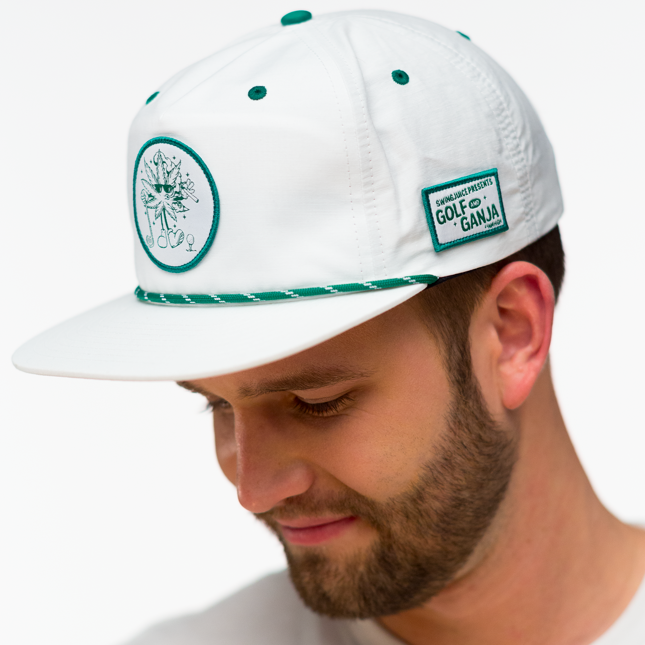 Golf & Ganja Unisex Active Rope Hat White O/S