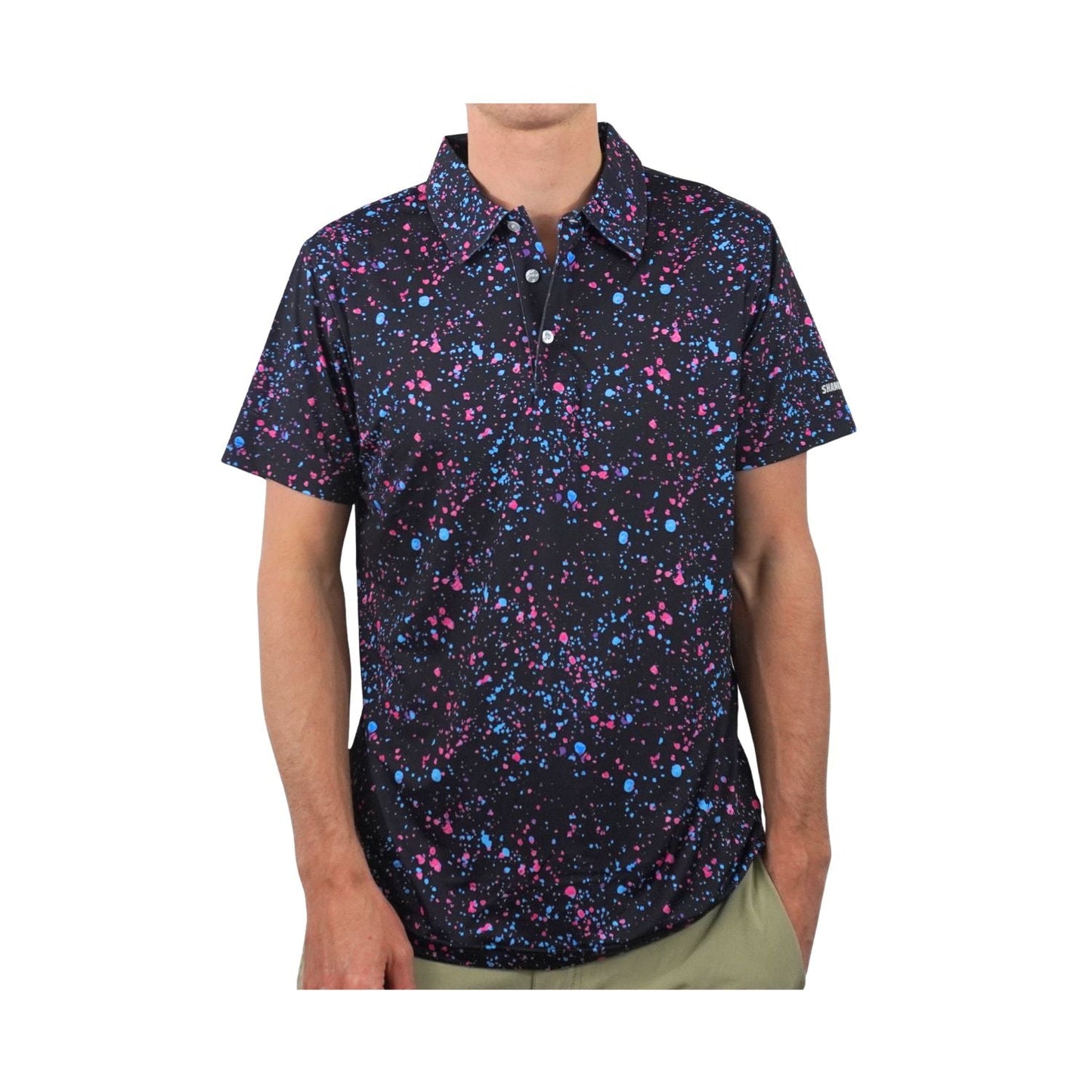 Paint Splatter Polo Black - Shank It Golf