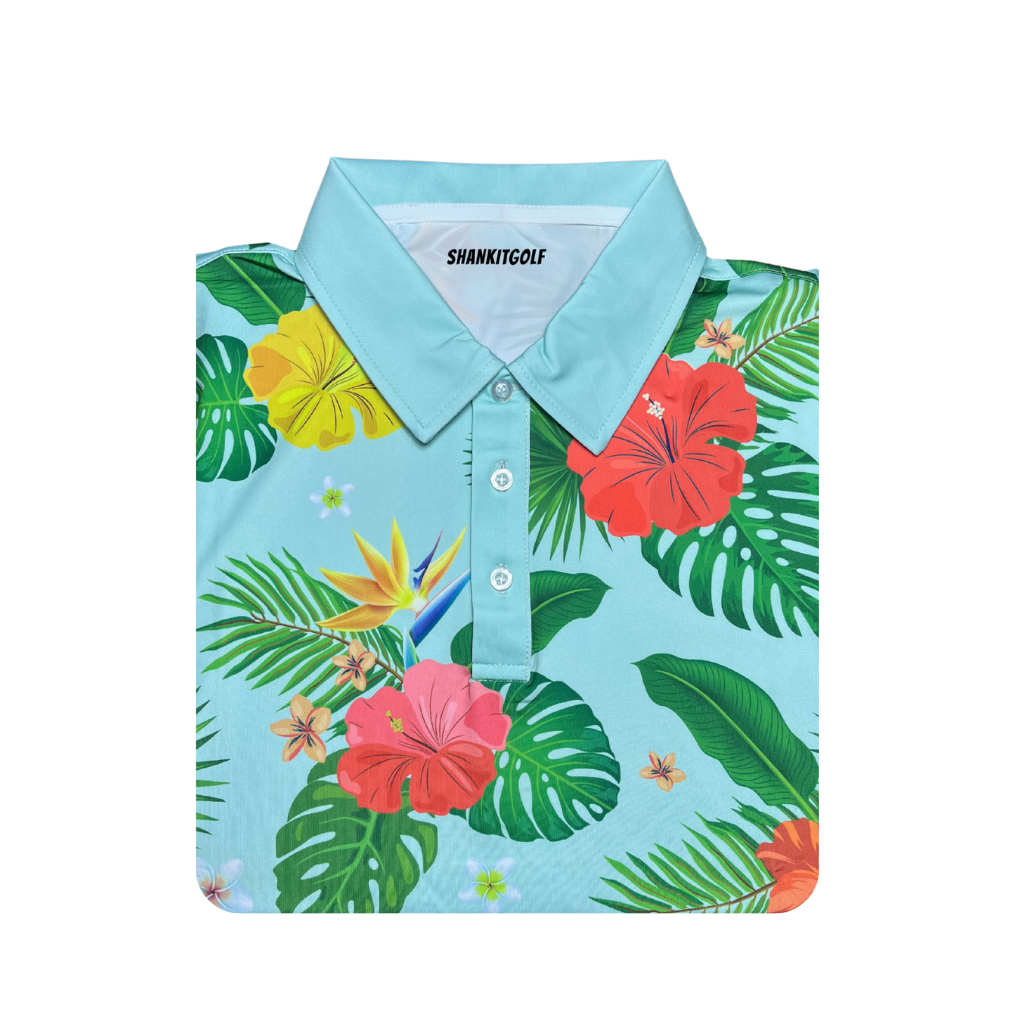 Hawaiian Green Floral Polo - Shank It Golf