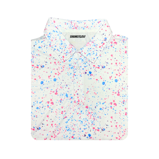 Paint Splatter Polo White - Shank It Golf