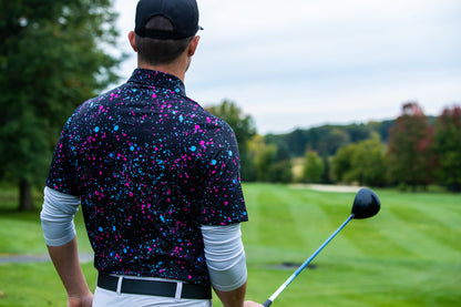 Paint Splatter Polo Black - Shank It Golf