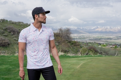 Paint Splatter Polo White - Shank It Golf