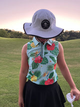 Womens Hawaiian Green Floral Polo - Shank It Golf