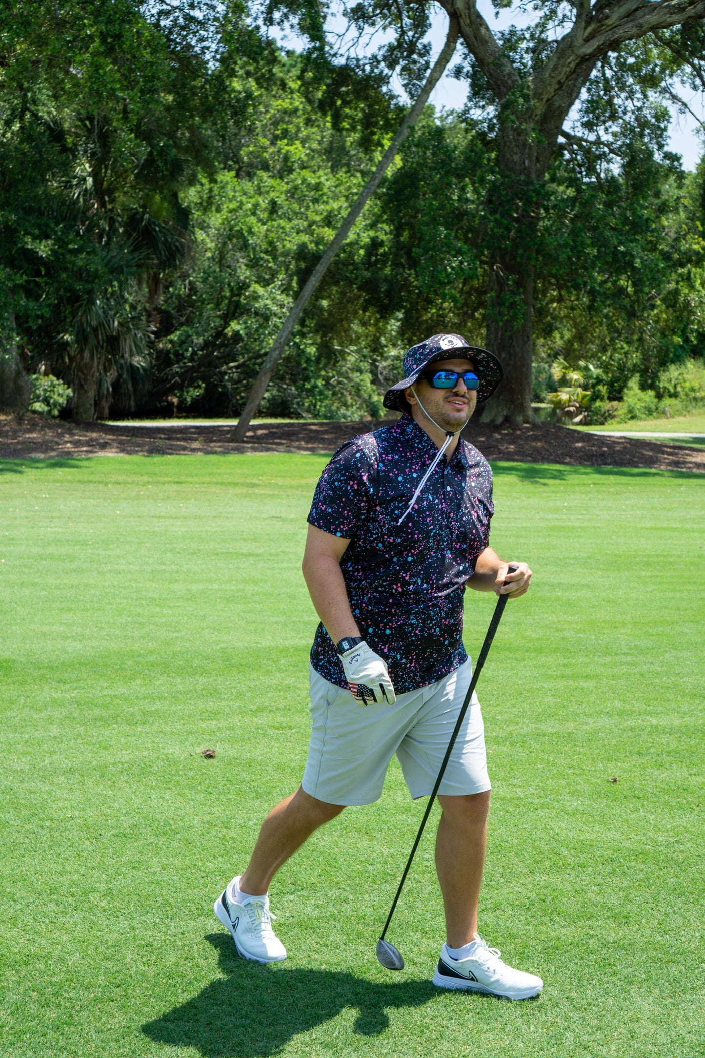 Paint Splatter Polo Black - Shank It Golf