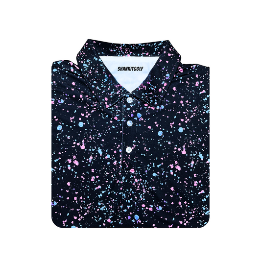 Paint Splatter Polo Black - Shank It Golf