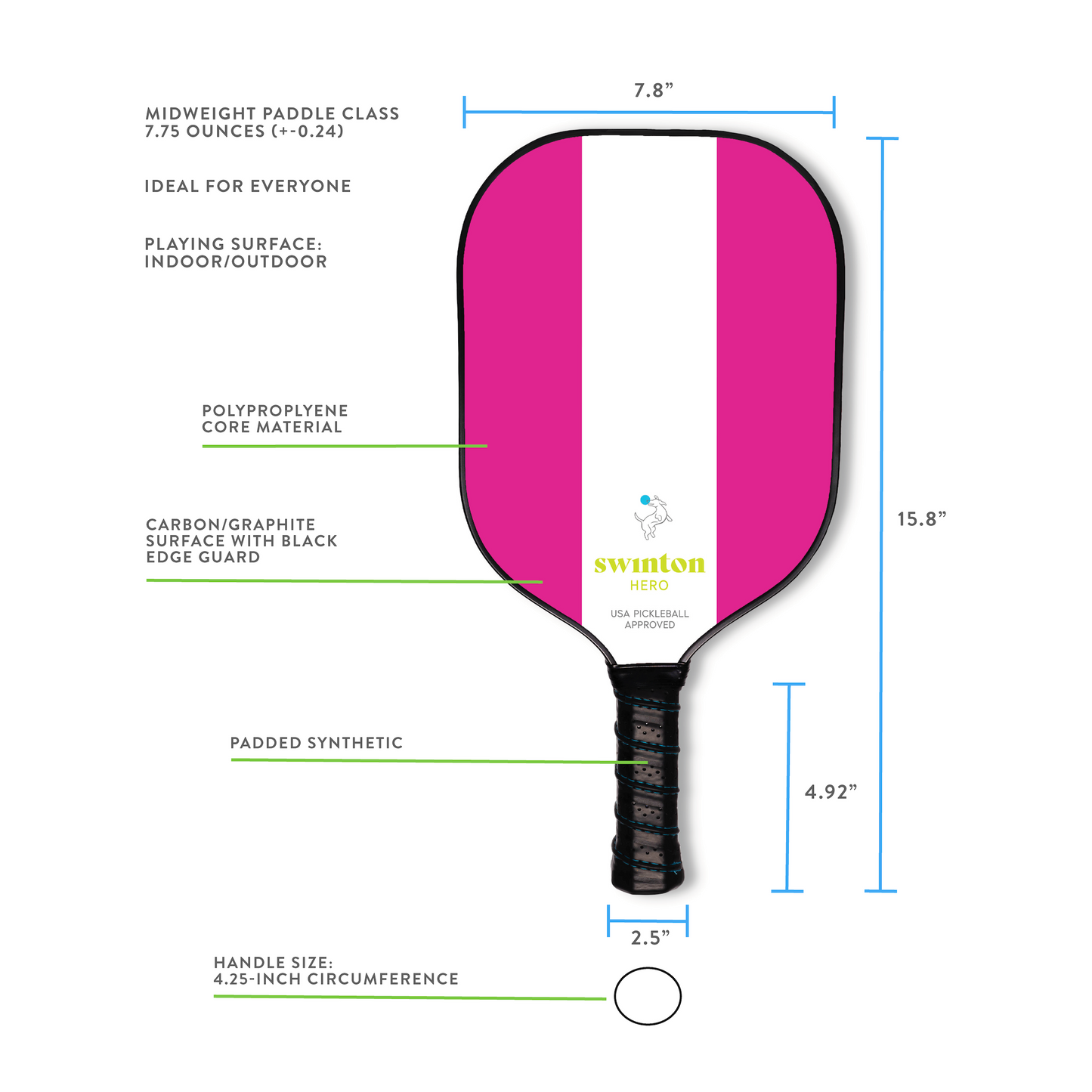 Hero Pink Stripe Pickleball Paddle