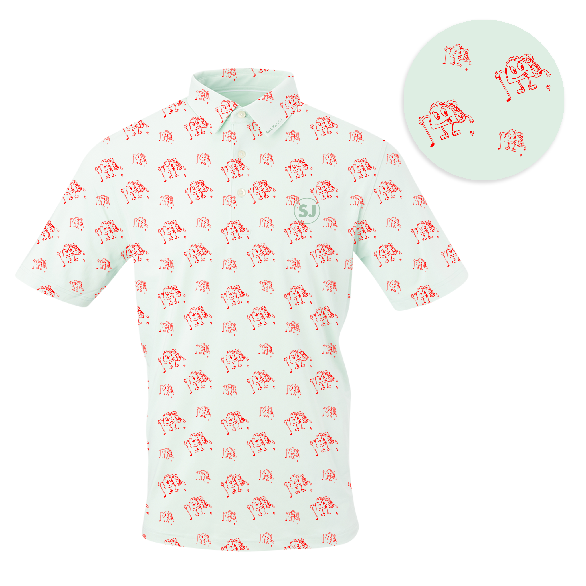 Golf & Tacos Men's Polo Mint